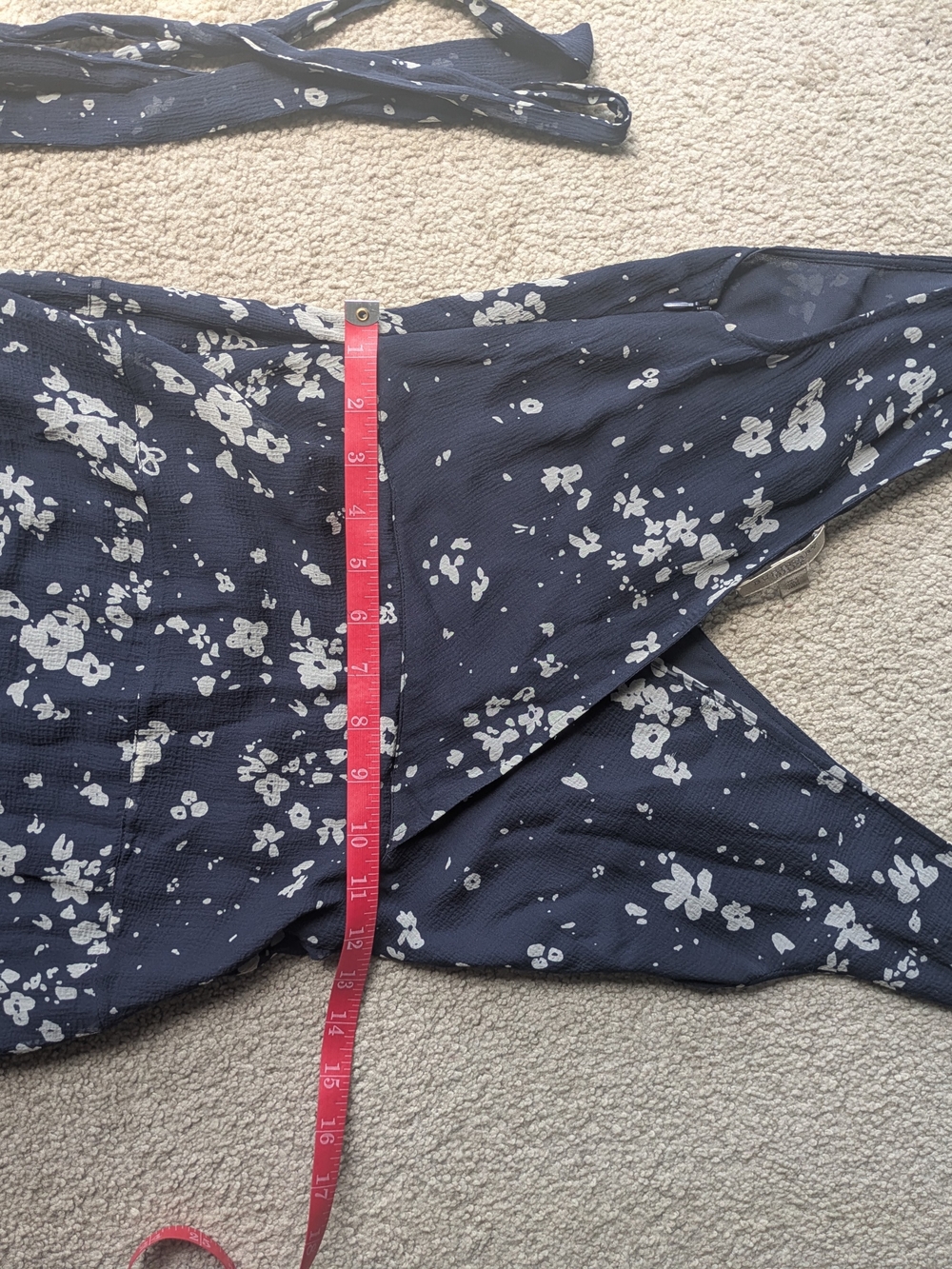 Burberry Brit Silk Navy Floral V-Neck Midi Dress Wedding Guest Brunch Summer - Picture 9 of 14
